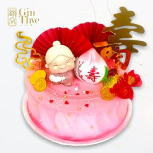 Shou Tao Gold Coins Grandma Birthday Cake 寿桃金币老奶奶巧克力口味蛋糕 (Fresh Baked)