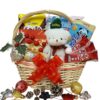 Christmas Winter Joy Hamper Gin Thye Winter Joy Hamper with marshmallows and chocolates in a yellow willow basket