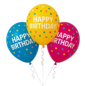 Gin Thye assorted Happy Birthday latex balloons in multiple colours for birthday decoration and gift bouquets