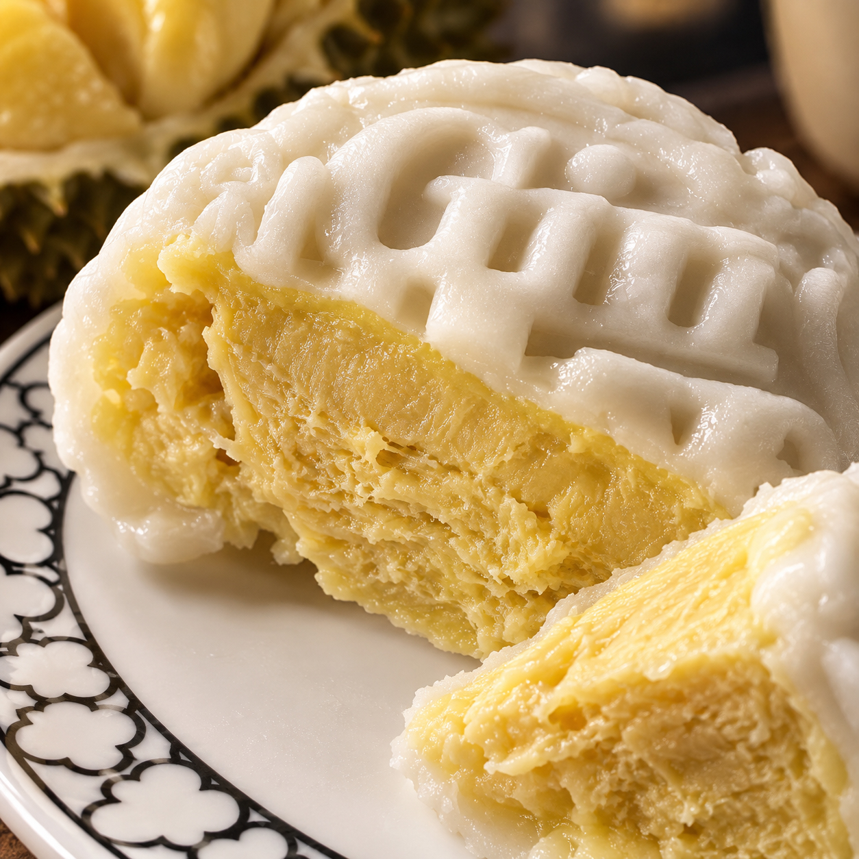 MSW Durian White Snowskin Mooncake 4 Pcs/Box MSW Durian White Snowskin Mooncake 4 Pcs/Box - Image 3