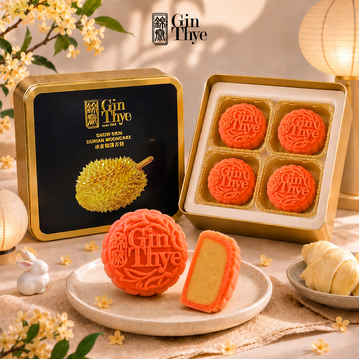 Snowskin Mooncake - Durian Mao Shan Wang (Orange) 4 Pcs Snowskin Mooncake - Durian Mao Shan Wang (Orange) 4 Pcs